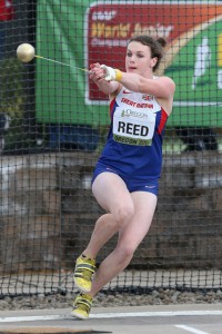 Hammer thrower Kimberley Reed of Edinburgh Ac in action at World Juniors in America