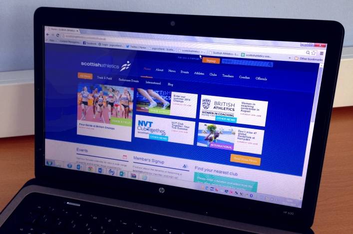 New scottishathletics website on laptop