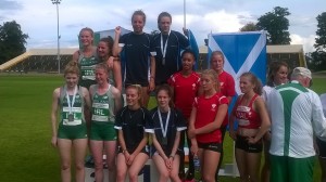 Scotland's 4 x 400m U18 women celebrate a Celtic Games record